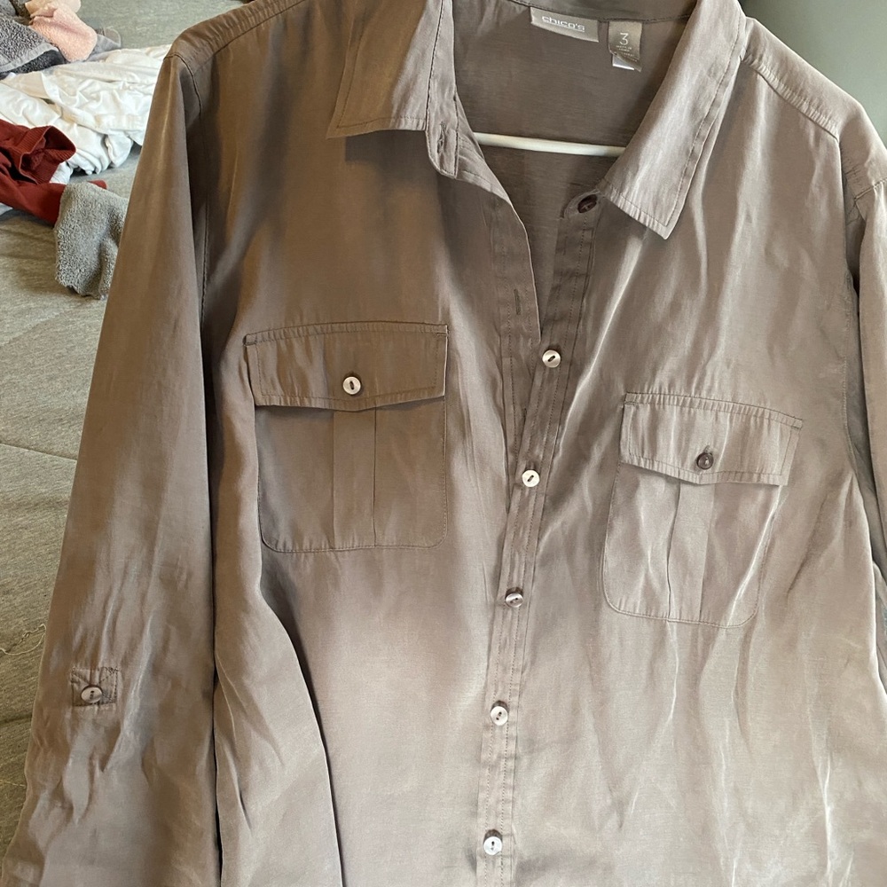 Chico's Charcoal Button-Up Shirt